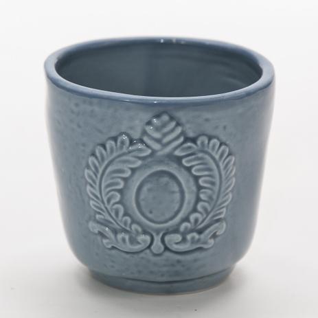 Mini Cachepot em Cerâmica Brasão Jeans - Soul home Menor preço em Mini Cachepot em Cerâmica Brasão Jeans - Soul home