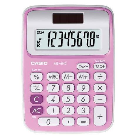 Mini Calculadora Casio MS-6NC-PK Visor 8 Dígitos Rosa Menor preço em Mini Calculadora Casio MS-6NC-PK Visor 8 Dígitos Rosa