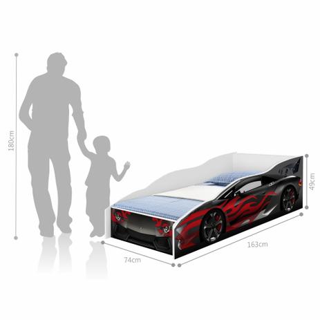 Mini Cama Carro Preto e Vermelho com Colchão - Cambel Menor preço em Mini Cama Carro Preto e Vermelho com Colchão - Cambel
