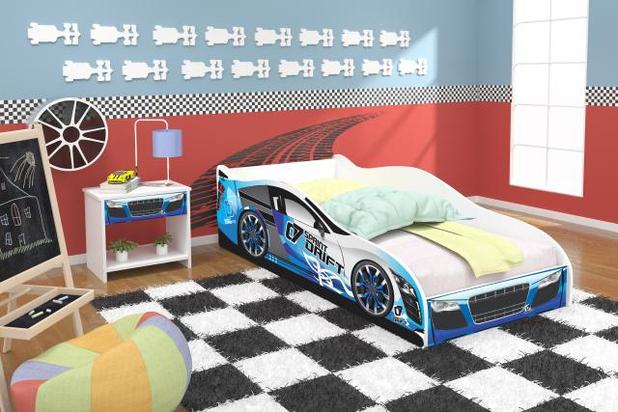 mini cama infantil adesivada drift azul com colchão RPM - Rpm moveis Menor preço em mini cama infantil adesivada drift azul com colchão RPM - Rpm moveis