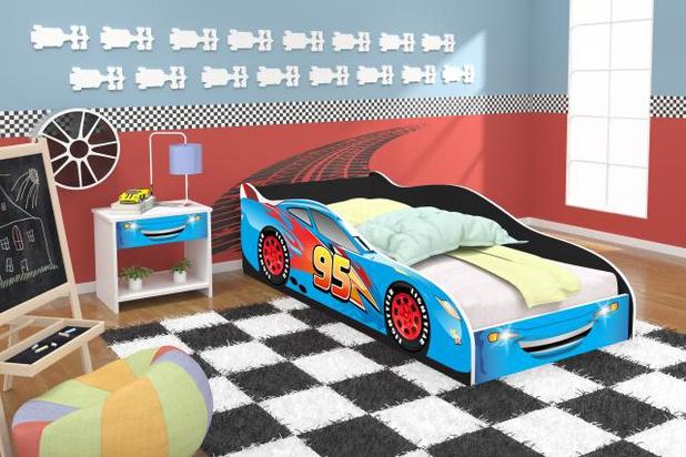 mini cama infantil adesivada drift azul com preto com colchão RPM - Rpm moveis Menor preço em mini cama infantil adesivada drift azul com preto com colchão RPM - Rpm moveis