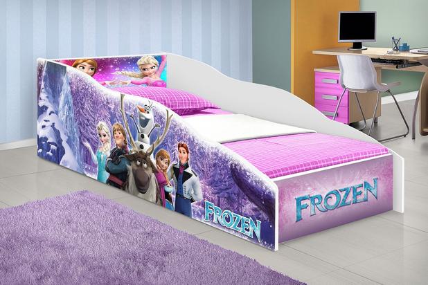 Mini cama infantil adesivada frozen roxa com colchão Movex Menor preço em Mini cama infantil adesivada frozen roxa com colchão Movex