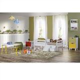 Mini cama infantil prime com grade e mini escada com escorrega - laca branco casatema Menor preço em Mini cama infantil prime com grade e mini escada com escorrega - laca branco casatema