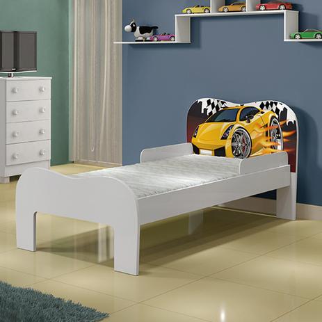 Mini Cama Infantil Soneca com Desenho Carro Tigus Baby Branco/Amarelo Menor preço em Mini Cama Infantil Soneca com Desenho Carro Tigus Baby Branco/Amarelo