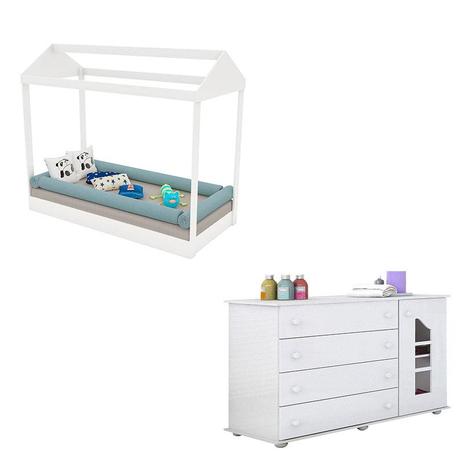 Mini Cama Montessoriana e Cômoda Infantil Isabele Branco Brilho - Phoenix - Phoenix baby Menor preço em Mini Cama Montessoriana e Cômoda Infantil Isabele Branco Brilho - Phoenix - Phoenix baby