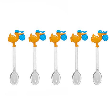Mini Colher para Brigadeiro com Enfeite Cegonha Amarela 30 unidades - Festabox Menor preço em Mini Colher para Brigadeiro com Enfeite Cegonha Amarela 30 unidades - Festabox