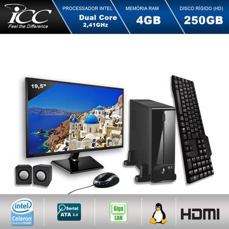 Mini Computador ICC SL1840K2M19 Intel Dual Core 2.41ghz 4GB HD 250GB Kit Multimídia USB3.0 HDMI FULLHD Monitor LED 19,5” Menor preço em Mini Computador ICC SL1840K2M19 Intel Dual Core 2.41ghz 4GB HD 250GB Kit Multimídia USB3.0 HDMI FULLHD Monitor LED 19,5”