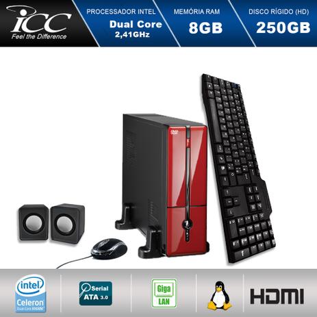 Mini Computador ICC SL1880C2V Intel Dual Core 2.41ghz 8GB HD 250GB DVDRW Kit Multimídia USB3.0 HDMI FULLHD Vermelho Menor preço em Mini Computador ICC SL1880C2V Intel Dual Core 2.41ghz 8GB HD 250GB DVDRW Kit Multimídia USB3.0 HDMI FULLHD Vermelho