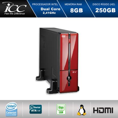 Mini Computador ICC SL1880D2V Intel Dual Core 2.41ghz 8GB HD 250GB DVDRW USB 3.0 HDMI FULL HD Vermelho Menor preço em Mini Computador ICC SL1880D2V Intel Dual Core 2.41ghz 8GB HD 250GB DVDRW USB 3.0 HDMI FULL HD Vermelho