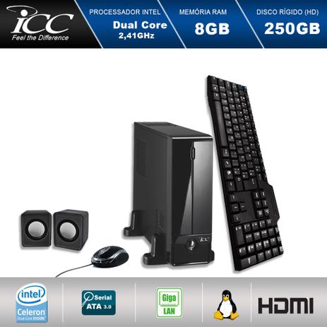 Mini Computador ICC SL1880K2 Intel Dual Core 2.41ghz 8GB HD 250GB Kit Multimídia USB3.0 HDMI FULLHD Menor preço em Mini Computador ICC SL1880K2 Intel Dual Core 2.41ghz 8GB HD 250GB Kit Multimídia USB3.0 HDMI FULLHD