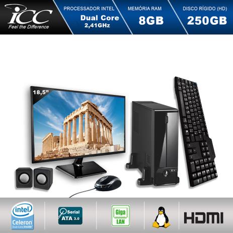 Mini Computador ICC SL1880K2M18 Intel Dual Core 2.41ghz 8GB HD 250GB Kit Multimídia USB3.0 HDMI FULLHD Monitor LED 18,5” Menor preço em Mini Computador ICC SL1880K2M18 Intel Dual Core 2.41ghz 8GB HD 250GB Kit Multimídia USB3.0 HDMI FULLHD Monitor LED 18,5”