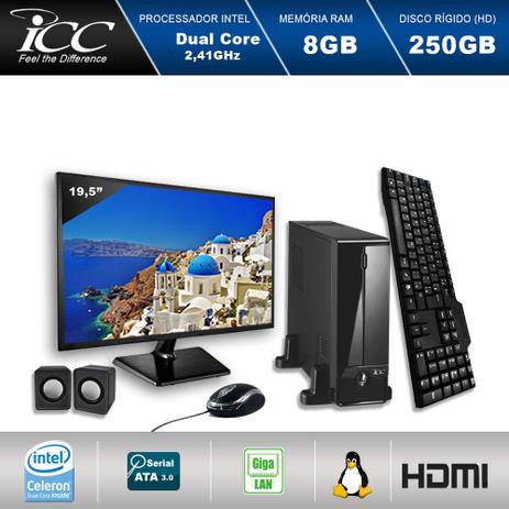 Mini Computador ICC SL1880K2M19 Intel Dual Core 2.41ghz 8GB HD 250GB Kit Multimídia USB3.0 HDMI FULLHD Monitor LED 19,5” Menor preço em Mini Computador ICC SL1880K2M19 Intel Dual Core 2.41ghz 8GB HD 250GB Kit Multimídia USB3.0 HDMI FULLHD Monitor LED 19,5”