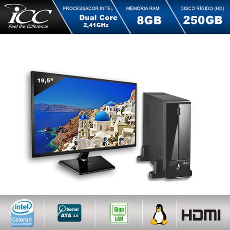 Mini Computador ICC SL1880S2M19 Intel Dual Core 2.41 ghz 8gb HD 250GB HDMI USB 3.0 FULL HD Monitor LED 19,5” Menor preço em Mini Computador ICC SL1880S2M19 Intel Dual Core 2.41 ghz 8gb HD 250GB HDMI USB 3.0 FULL HD Monitor LED 19,5”