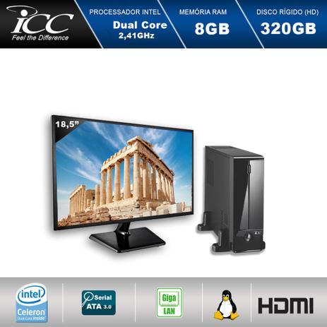 Mini Computador ICC SL1880S3M18 Intel Dual Core 2.41 ghz 8gb HD 320GB HDMI USB 3.0 FULL HD Monitor LED 18,5” Menor preço em Mini Computador ICC SL1880S3M18 Intel Dual Core 2.41 ghz 8gb HD 320GB HDMI USB 3.0 FULL HD Monitor LED 18,5”