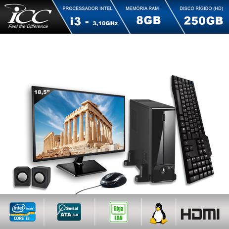 Mini Computador ICC SL2380K2M18 Intel Core I3 3.10 ghz 8GB HD 250GB Kit Multimídia HDMI FULLHD Monitor LED 18,5” Menor preço em Mini Computador ICC SL2380K2M18 Intel Core I3 3.10 ghz 8GB HD 250GB Kit Multimídia HDMI FULLHD Monitor LED 18,5”