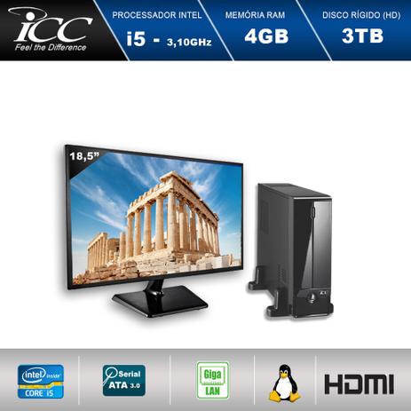 Menor preço em Mini Computador ICC SL2544SM18 Intel Core I5 3.10 ghz 4gb HD 3TB HDMI FULL HD Monitor LED 18,5”
