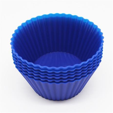 Mini Forma Para Cupcake De Silicone Com 6 Pecas Azul Niazitex