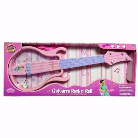 Mini Guitarra Rock N Roll Rosa Fenix Menor preço em Mini Guitarra Rock N Roll Rosa Fenix