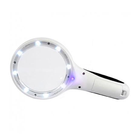 Mini Lupa De Mão 90Mm Com 8 Leds Branco E 1 Uv - Estek Menor preço em Mini Lupa De Mão 90Mm Com 8 Leds Branco E 1 Uv - Estek