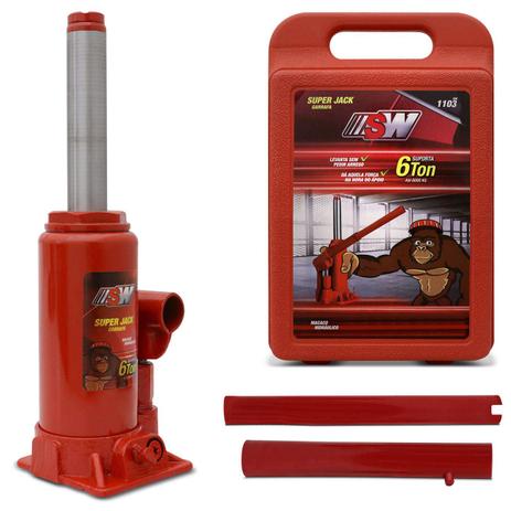 Mini Macaco Hidráulico Tipo Garrafa 6 Toneladas Vermelho Com Maleta - Sw Menor preço em Mini Macaco Hidráulico Tipo Garrafa 6 Toneladas Vermelho Com Maleta - Sw