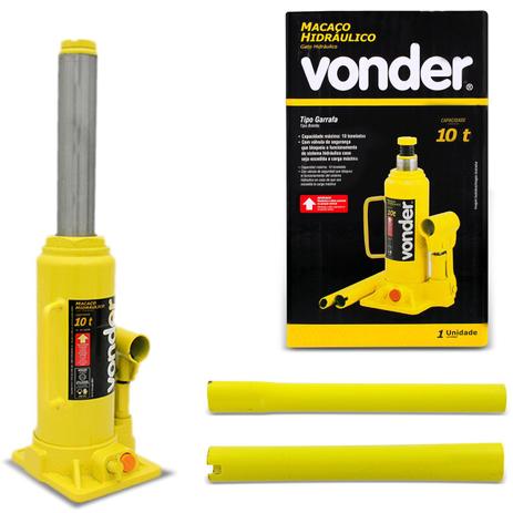 Mini Macaco Hidráulico Vonder Tipo Garrafa 10 Toneladas Amarelo com Cabo de Acionamento Menor preço em Mini Macaco Hidráulico Vonder Tipo Garrafa 10 Toneladas Amarelo com Cabo de Acionamento