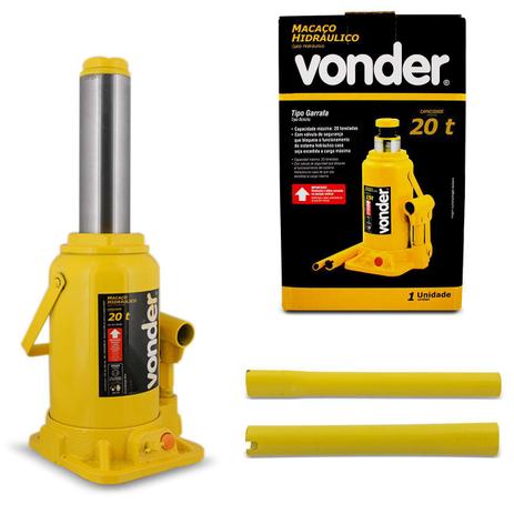 Mini Macaco Hidráulico Vonder Tipo Garrafa 20 Toneladas Amarelo com Cabo de Acionamento Menor preço em Mini Macaco Hidráulico Vonder Tipo Garrafa 20 Toneladas Amarelo com Cabo de Acionamento