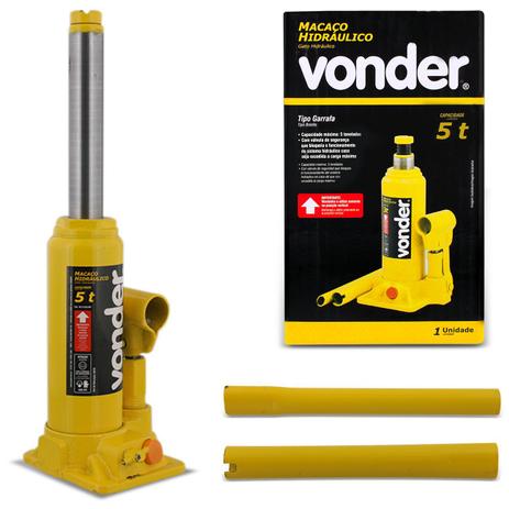Mini Macaco Hidráulico Vonder Tipo Garrafa 5 Toneladas Amarelo com Cabo de Acionamento Menor preço em Mini Macaco Hidráulico Vonder Tipo Garrafa 5 Toneladas Amarelo com Cabo de Acionamento