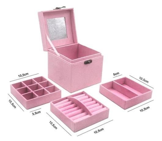 Mini Maleta Porta Jóias Bijuterias E Acessórios - MV Menor preço em Mini Maleta Porta Jóias Bijuterias E Acessórios - MV