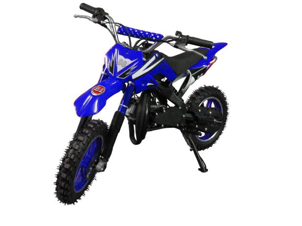 Menor preço em Mini Moto Cross 49cc BZ Arena Azul automática partida a corda, gasolina óleo 2 tempos BARZI MOTORS