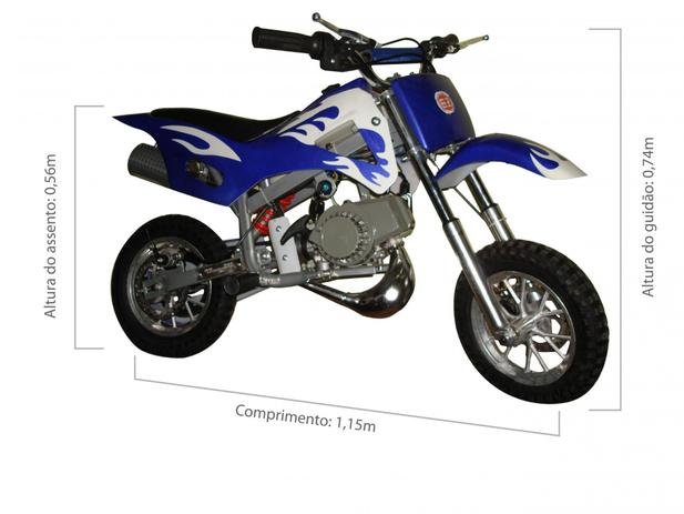 Mini Moto Cross 49cc BZ Fire Azul automática partida a corda, gasolina e óleo 2tempos Barzi Motors Menor preço em Mini Moto Cross 49cc BZ Fire Azul automática partida a corda, gasolina e óleo 2tempos Barzi Motors