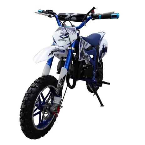 Mini Moto Dirt Cross Azul Gasolina Partida Elétrica 2t 49cc DB005 - Importway Menor preço em Mini Moto Dirt Cross Azul Gasolina Partida Elétrica 2t 49cc DB005 - Importway