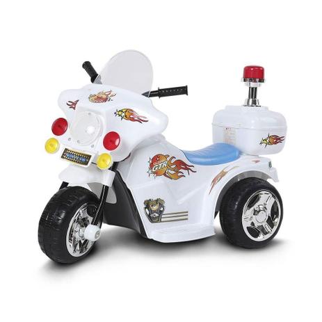 Mini Moto Elétrica Importway Policia 6V 18W BW006BR - Branca Menor preço em Mini Moto Elétrica Importway Policia 6V 18W BW006BR - Branca