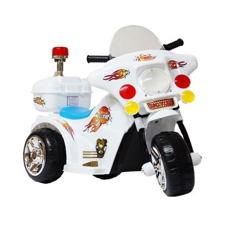 Mini Moto Elétrica Infantil Triciclo Branca 6V Recarregável - Importway Menor preço em Mini Moto Elétrica Infantil Triciclo Branca 6V Recarregável - Importway