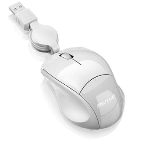 Mini Mouse Óptico cabo retrátil Usb 800dpi Branco Multilaser MO155 Menor preço em Mini Mouse Óptico cabo retrátil Usb 800dpi Branco Multilaser MO155