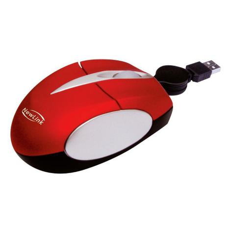 Mini Mouse Retrátil c/ Acabamento Emborrachado Soft Vermelho - New Link Menor preço em Mini Mouse Retrátil c/ Acabamento Emborrachado Soft Vermelho - New Link