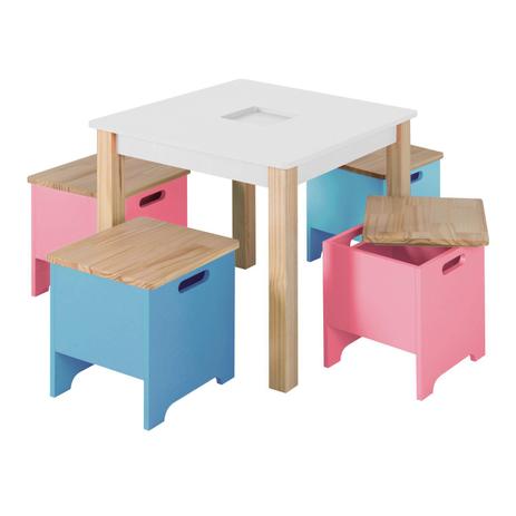 Mini Móvel Infantil Mesa com Banquinhos Branco Siena Móveis Branco Menor preço em Mini Móvel Infantil Mesa com Banquinhos Branco Siena Móveis Branco