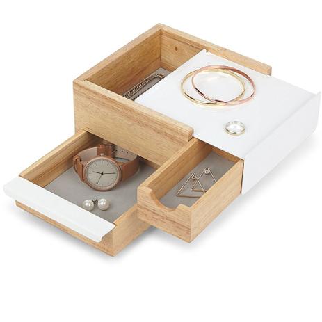 Mini Porta Joias Caixa Organizadora Stowit Madeira Branco Umbra Menor preço em Mini Porta Joias Caixa Organizadora Stowit Madeira Branco Umbra