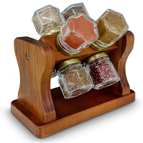 Mini Porta Temperos Giratório em Madeira com 08 Potes - Genus Móveis Menor preço em Mini Porta Temperos Giratório em Madeira com 08 Potes - Genus Móveis