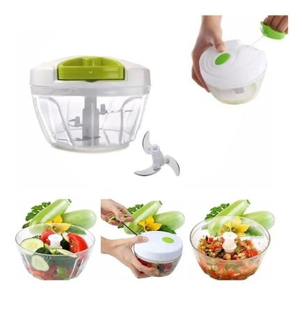 Mini Processador de Alimentos Manual 3 Lâminas - Livon Menor preço em Mini Processador de Alimentos Manual 3 Lâminas - Livon