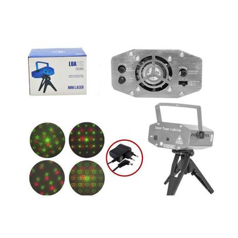 Mini Projetor Holografico a Laser 4 Desenhos e Movimento com Tripe Prata 173A 173A Luatek Menor preço em Mini Projetor Holografico a Laser 4 Desenhos e Movimento com Tripe Prata 173A 173A Luatek