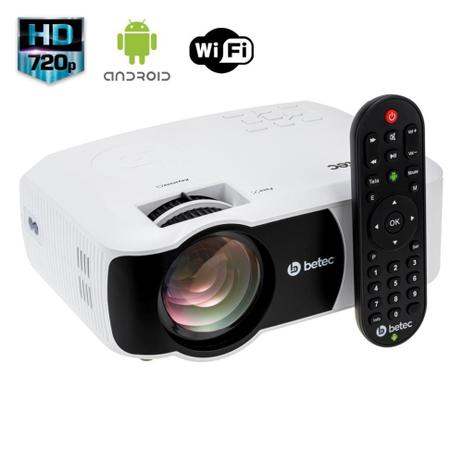 Mini Projetor Led Portátil - Smart Android HD - 2200 Lumens - Bluetooth - Betec BT728A - Betec Brasil Menor preço em Mini Projetor Led Portátil - Smart Android HD - 2200 Lumens - Bluetooth - Betec BT728A - Betec Brasil