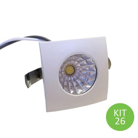 Mini Spot Led Dicróica 1w Cob Quadrado Branco Quente Kit 26 - Ctb Menor preço em Mini Spot Led Dicróica 1w Cob Quadrado Branco Quente Kit 26 - Ctb