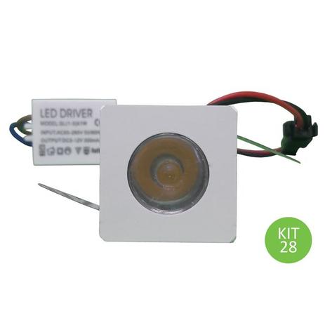 Mini Spot Led Dicróica 1w Quadrado Branco Quente Kit 28 - Power xl Menor preço em Mini Spot Led Dicróica 1w Quadrado Branco Quente Kit 28 - Power xl