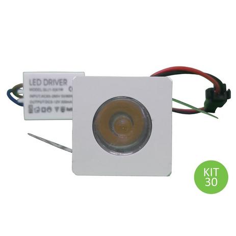 Mini Spot Led Dicróica 1w Quadrado Branco Quente Kit 30 - Power xl Menor preço em Mini Spot Led Dicróica 1w Quadrado Branco Quente Kit 30 - Power xl