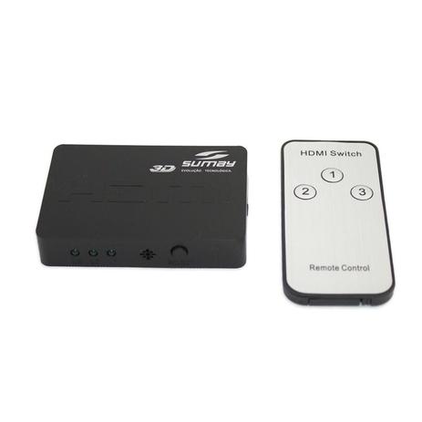 Mini SWITCH HDMI 1.4 3D 3x1 c/controle SM-SW300 Sumay Menor preço em Mini SWITCH HDMI 1.4 3D 3x1 c/controle SM-SW300 Sumay