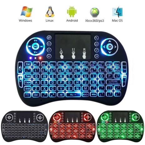 Mini Teclado Sem Fio Wireless Com Led 3 Cores Touchpad Compatível Com Consoles Smart TVs TVs Box PC Notebook - Inova Menor preço em Mini Teclado Sem Fio Wireless Com Led 3 Cores Touchpad Compatível Com Consoles Smart TVs TVs Box PC Notebook - Inova