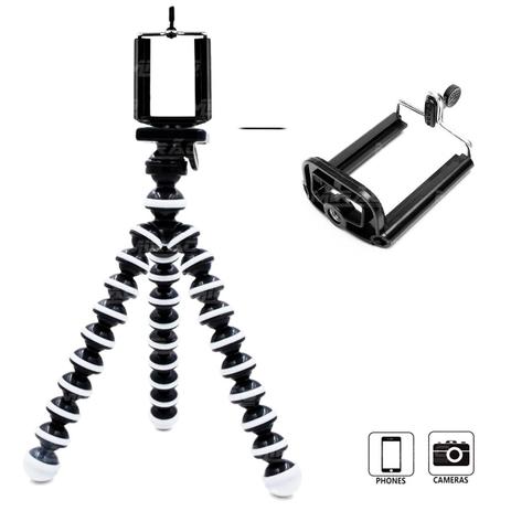 Mini Tripé Flexível com clipe Ajustável para Smartphone - 02809 - Exbom Menor preço em Mini Tripé Flexível com clipe Ajustável para Smartphone - 02809 - Exbom