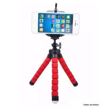 Mini Tripé Flexível Octopus Suporte Celular Go Pro Camera - Vermelho - Exbom Menor preço em Mini Tripé Flexível Octopus Suporte Celular Go Pro Camera - Vermelho - Exbom