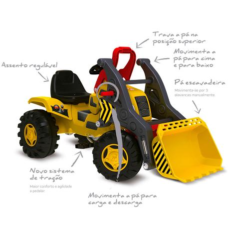 Mini Veículo - Trator Escavadeira - Bandeirante Menor preço em Mini Veículo - Trator Escavadeira - Bandeirante