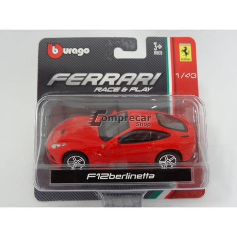 Miniatura Ferrari F12 Berlinetta Race amp Play Bburago 1/43 Menor preço em Miniatura Ferrari F12 Berlinetta Race amp Play Bburago 1/43